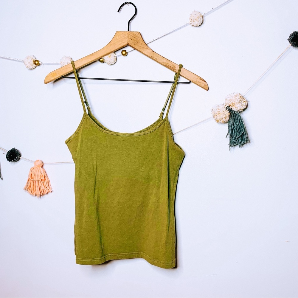 VINTAGE olive green y2k cami cropped tank top